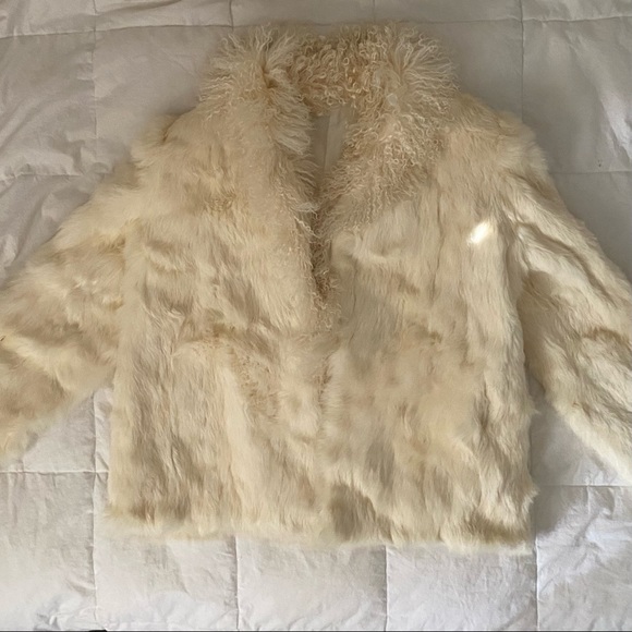 Jackets & Blazers - Vintage ivory real fur coat